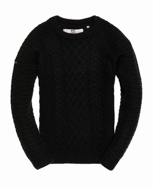 Superdry Columbus Cable Crew Neck Férfi Ugró Szürke/Fekete | LAYXZ4659